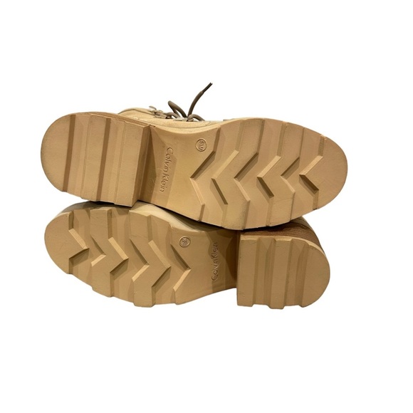 Alaina Light Natural Fleece Lined Leather & Faux Upper Lug Lace Up Boots by CK - Picture 8 of 8